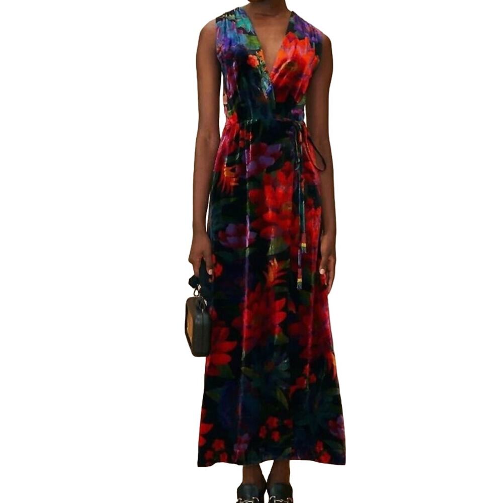 Farm Rio / Flower Season Maxi Wrap Dress / Boho Floral Maxi Dress - Picture 4 of 4